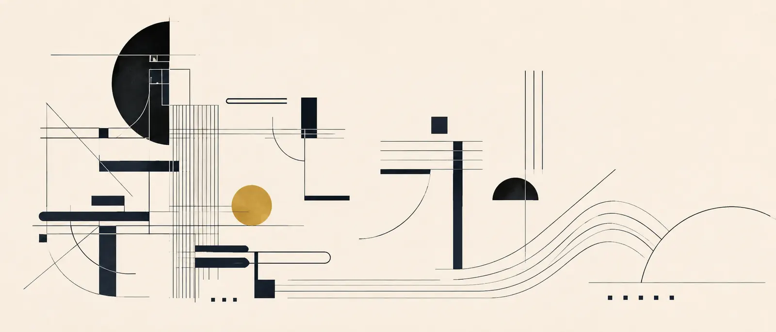 Abstract composition of interlocking geometric strokes suggesting written characters