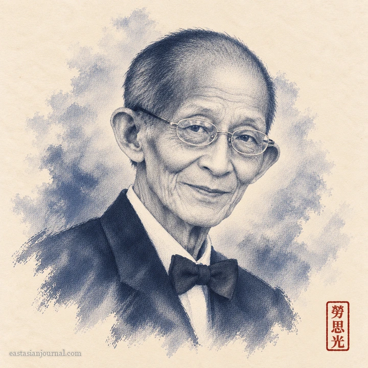 Portrait of Lao Sze-kwang, ink-wash illustration