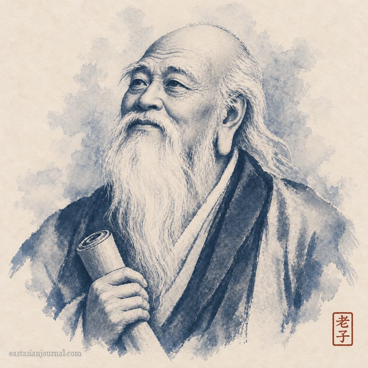 Portrait of Laozi (textual tradition), ink-wash illustration