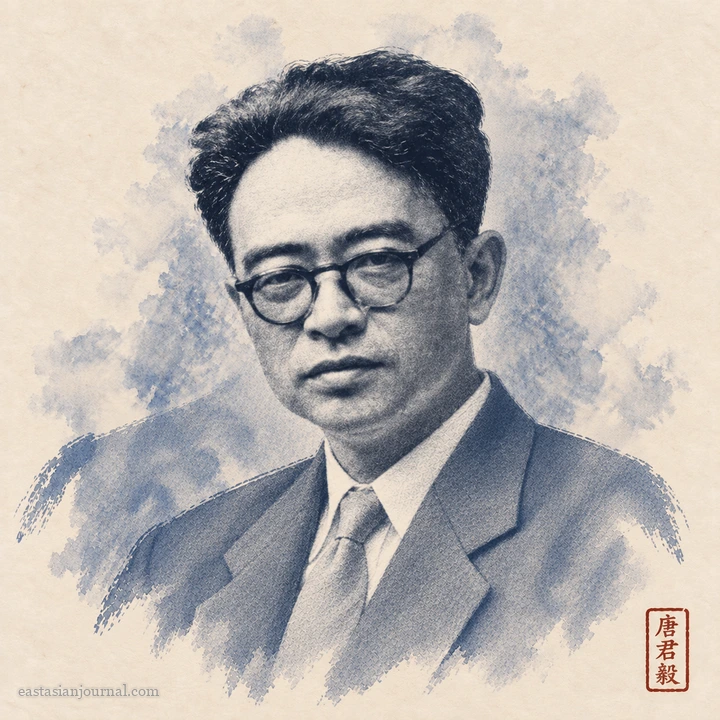 Portrait of Tang Junyi, ink-wash illustration