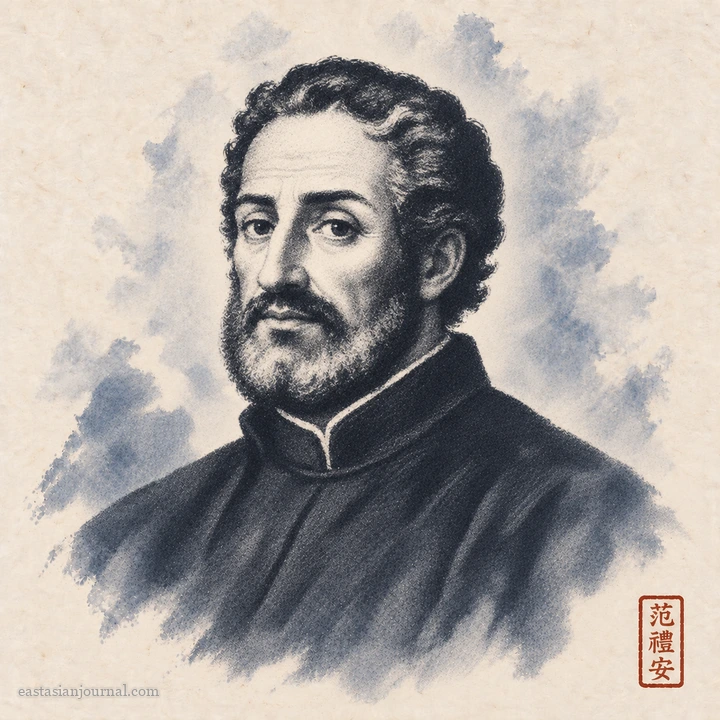 Portrait of Alessandro Valignano, ink-wash illustration