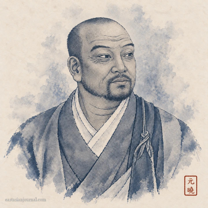 Portrait of Wonhyo, ink-wash illustration