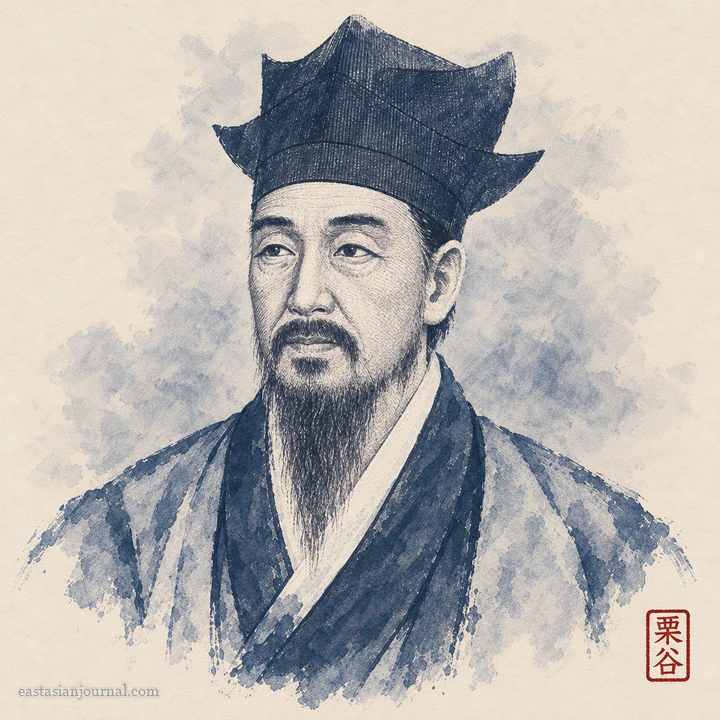 Portrait of Yi I, ink-wash illustration