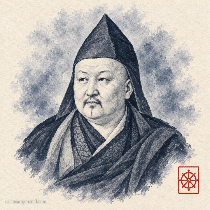 Portrait of Zava Damdin, ink-wash illustration