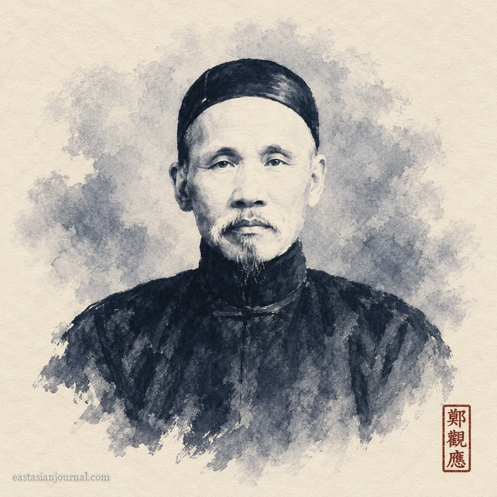 Portrait of Zheng Guanying, ink-wash illustration