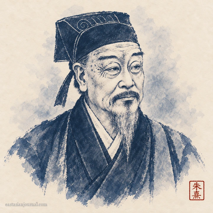 Portrait of Zhu Xi, ink-wash illustration